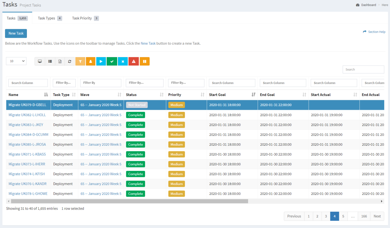 Tasks task start