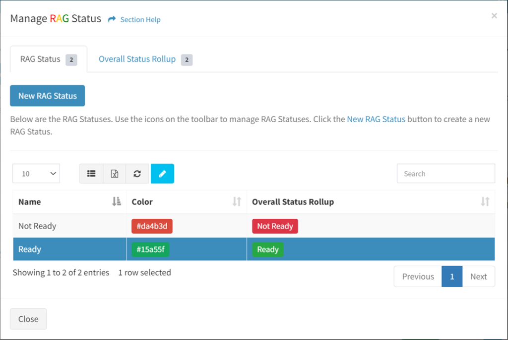 RAG Status – ReadyWorks User Guide