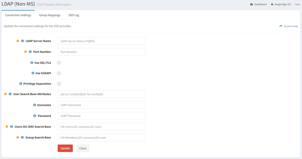 LDAP (Non-MS) Connection Settings – ReadyWorks User Guide